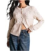 SOLY HUX Women's Button Down Cardigan Sweater Long Sleeve Crew Neck Hollow Out Knit Going Out Tops Fall Clothes