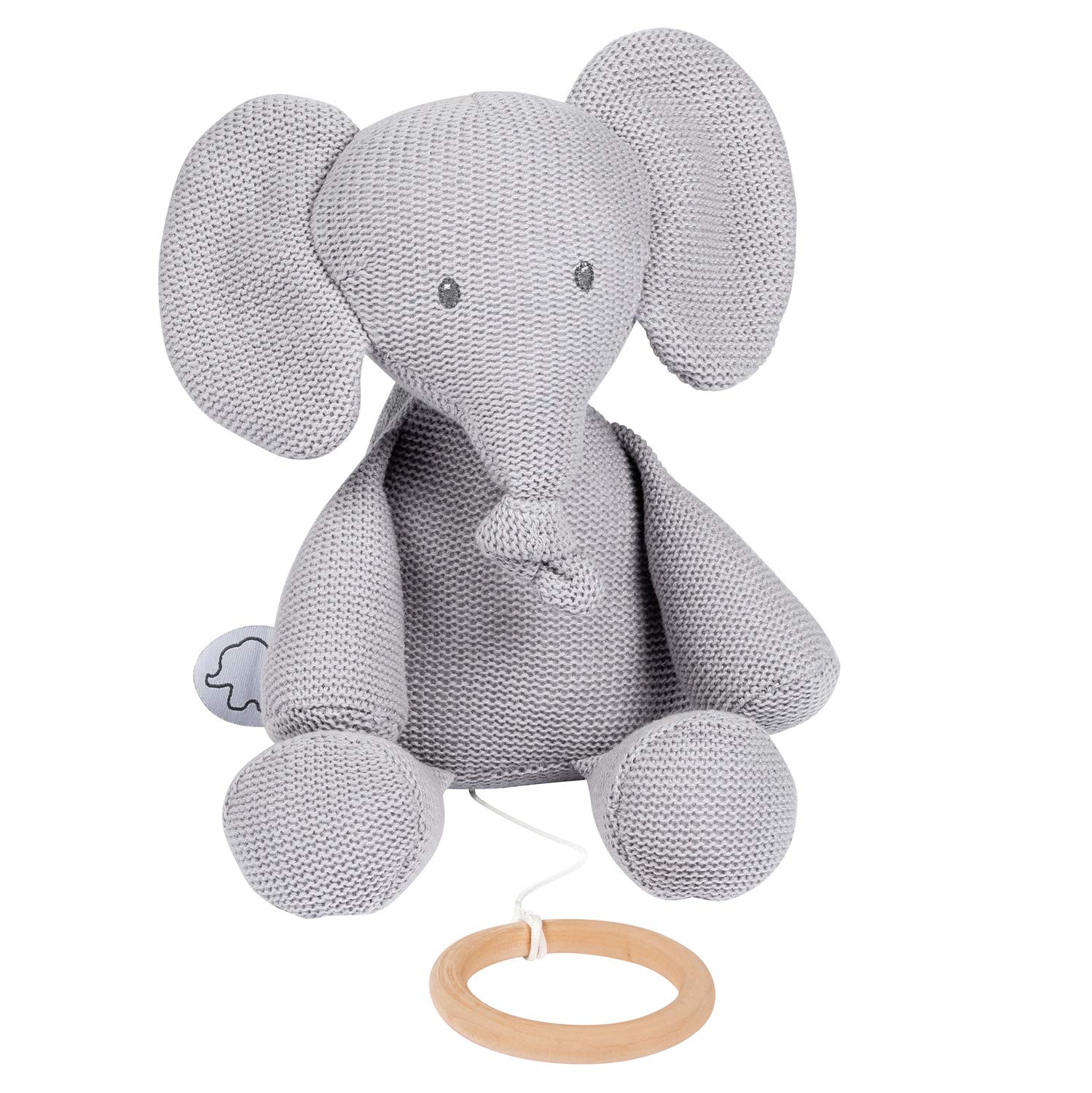 Musical Knit Soft Toy, Tembo, 32 x 23 x 8 cm, Grey, 929028