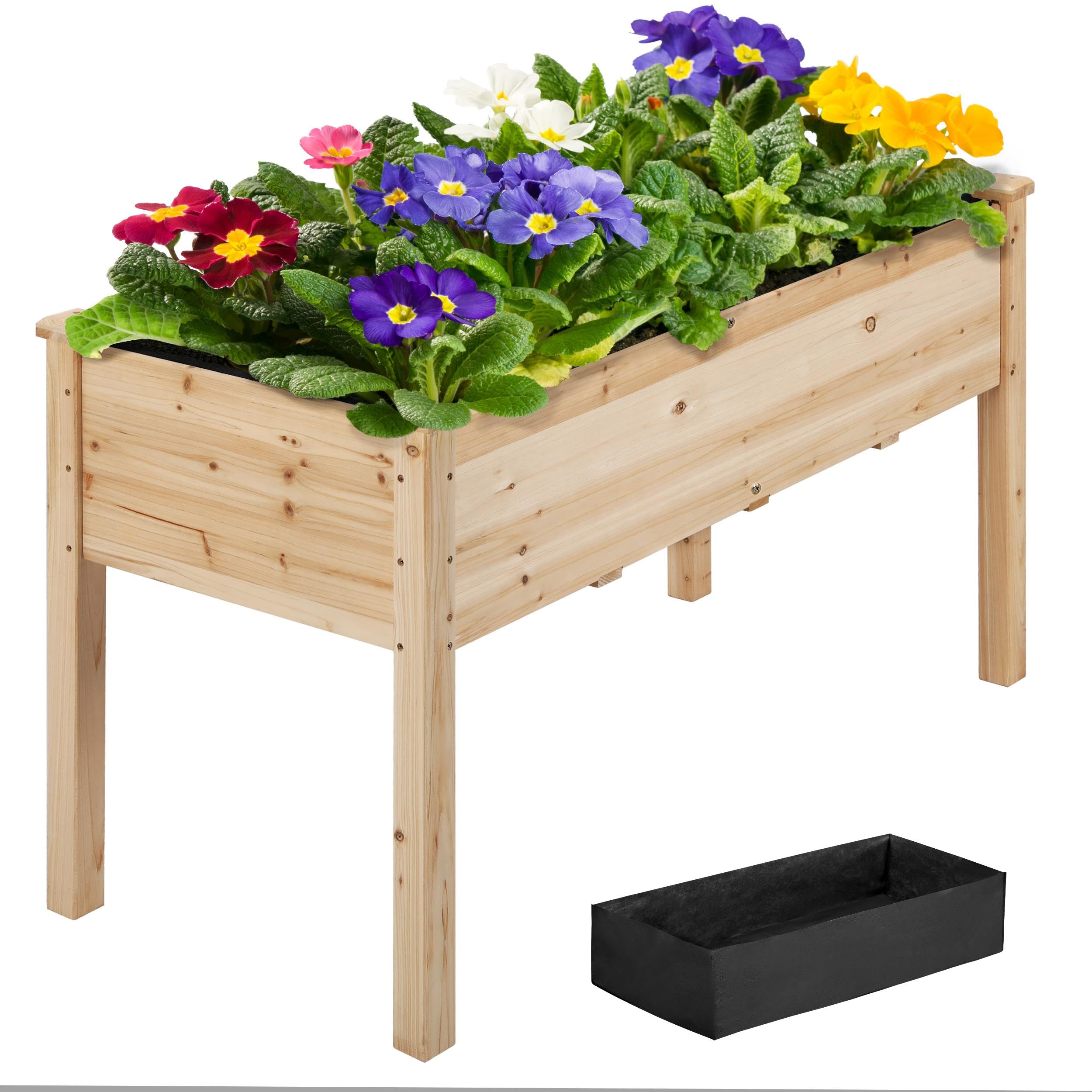 Yaheetech 1pc Raised Garden Bed 48x24x30in Elevated Wooden Horticulture Planter Box with Legs Standing Growing Bed for Gardening/Backyard/Patio/Balcony Image