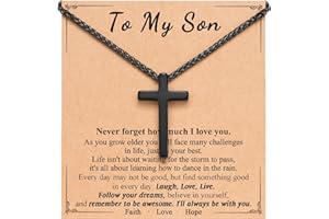 ORISPRE Cross Necklace for Boys, Gifts for Son Grandson Birthday Christmas Easter Graduation
