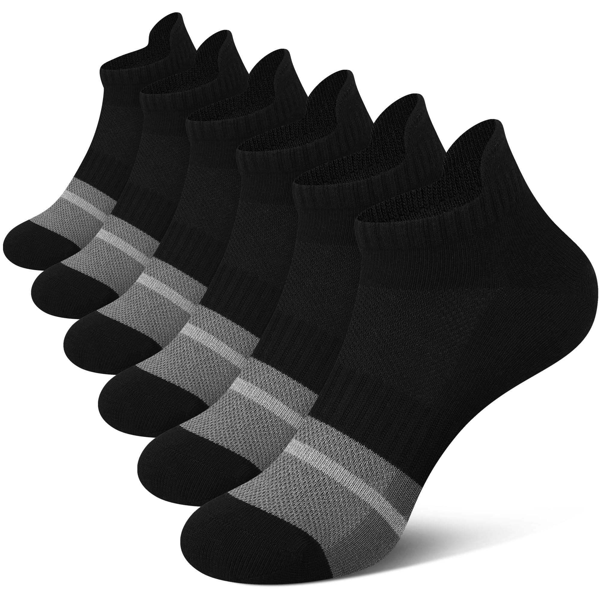 Gonii Women's Ultra-Thin Lightweight No-Show Ankle Socks - Seamless Toe Design, Non-Slip Arch Band (6 Pairs) for Running