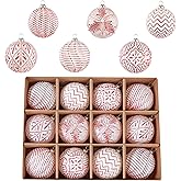 Vintage Christmas Ornaments Ball Set, 12 PCS Shatterproof Antique Traditional Christmas Tree Ornaments for Indoor Xmas Holiday Home Decor (Red)