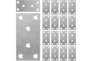 HNBUN 30pcs Mending Bracket Plate, Heavy Duty Stainless Steel Straight Bracket Flat Corner Brace, 3inch Metal Straight Brace for Furniture Corner Repair Fixing, 40X80X2MM