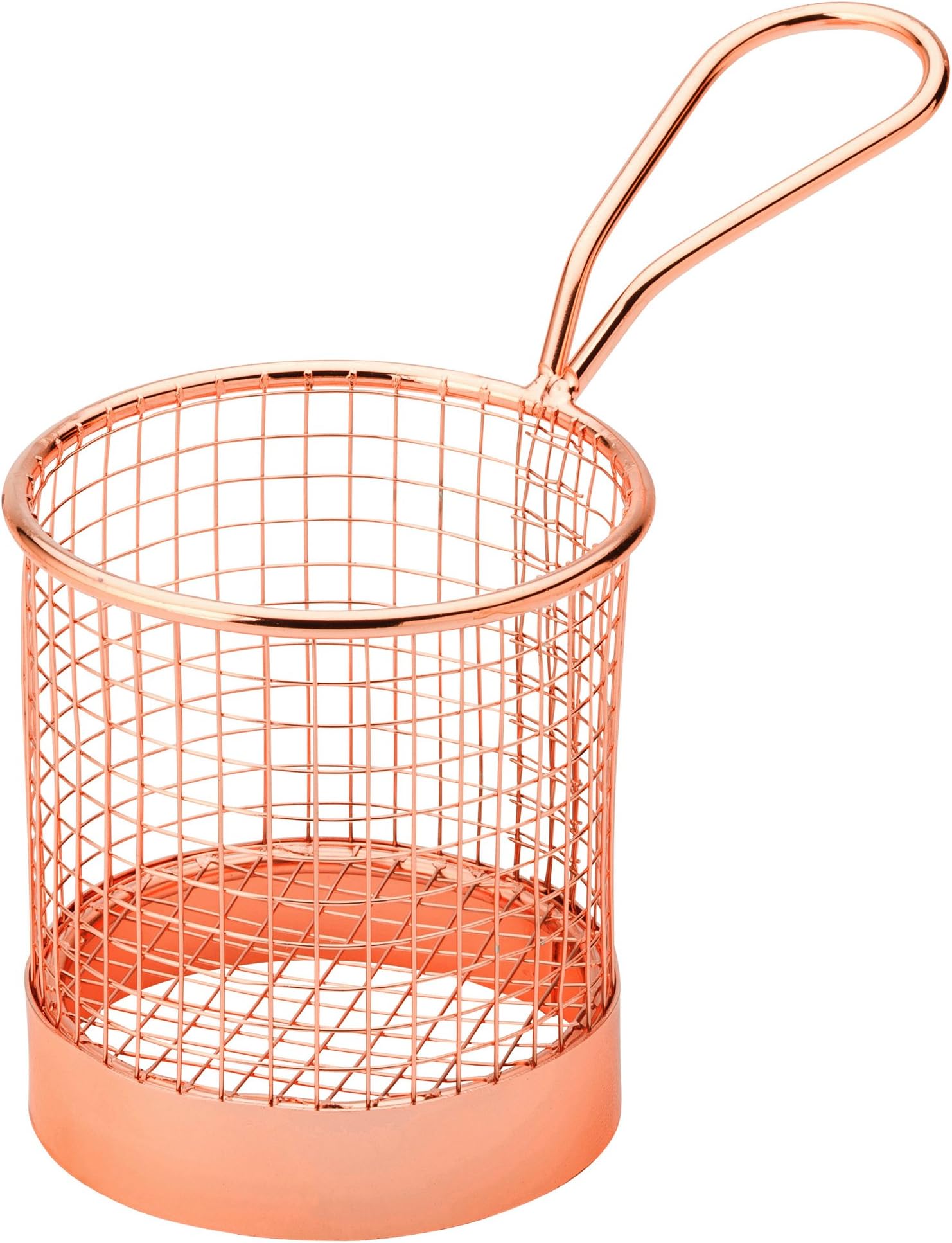 Genware Mini Presentation Round Fry Basket Copper 9.3 x 9cm - Food Serving Basket