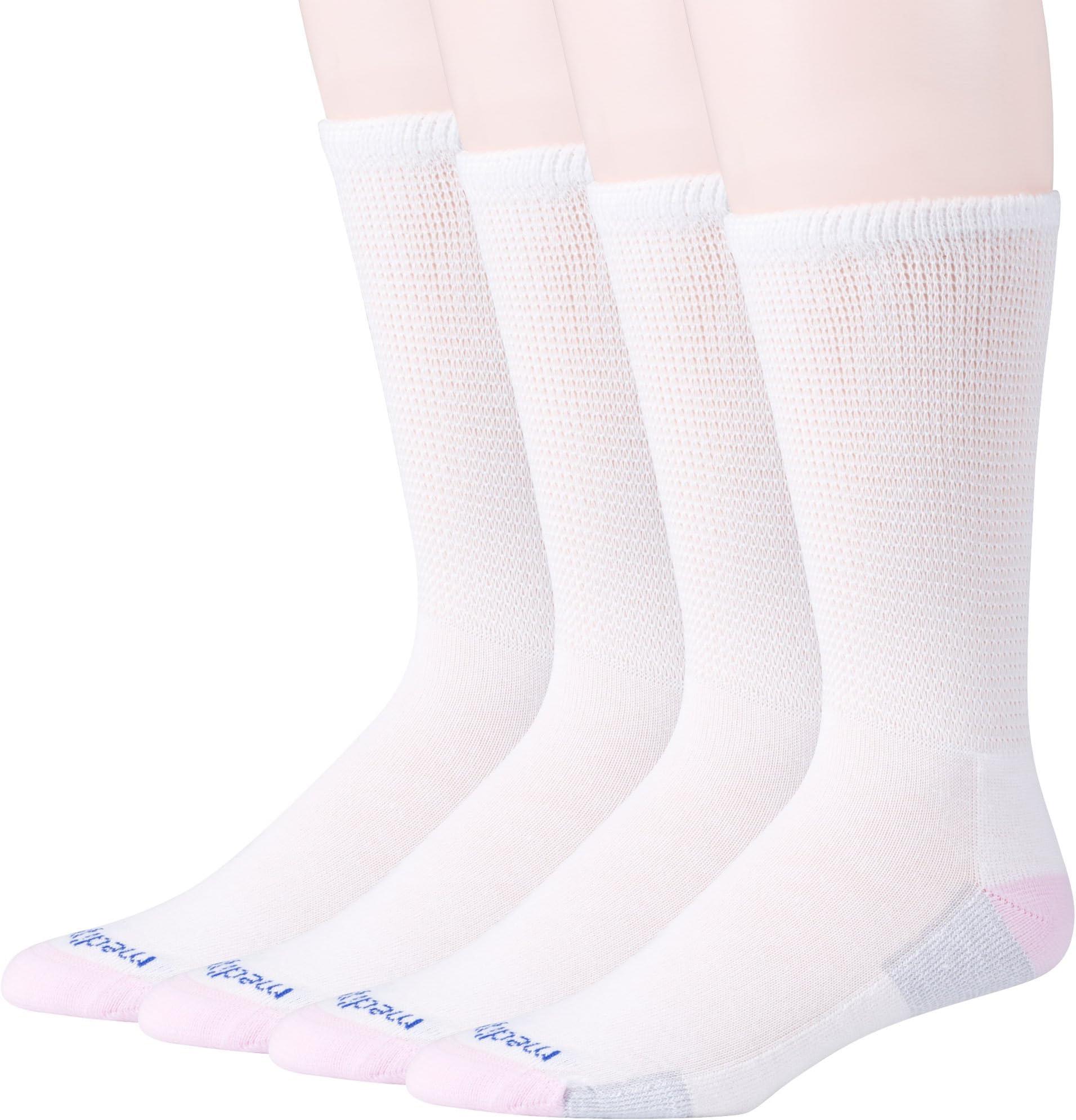 MediPEDS Women's Diabetic Crew Socks with Nanoglide, 4 Pack