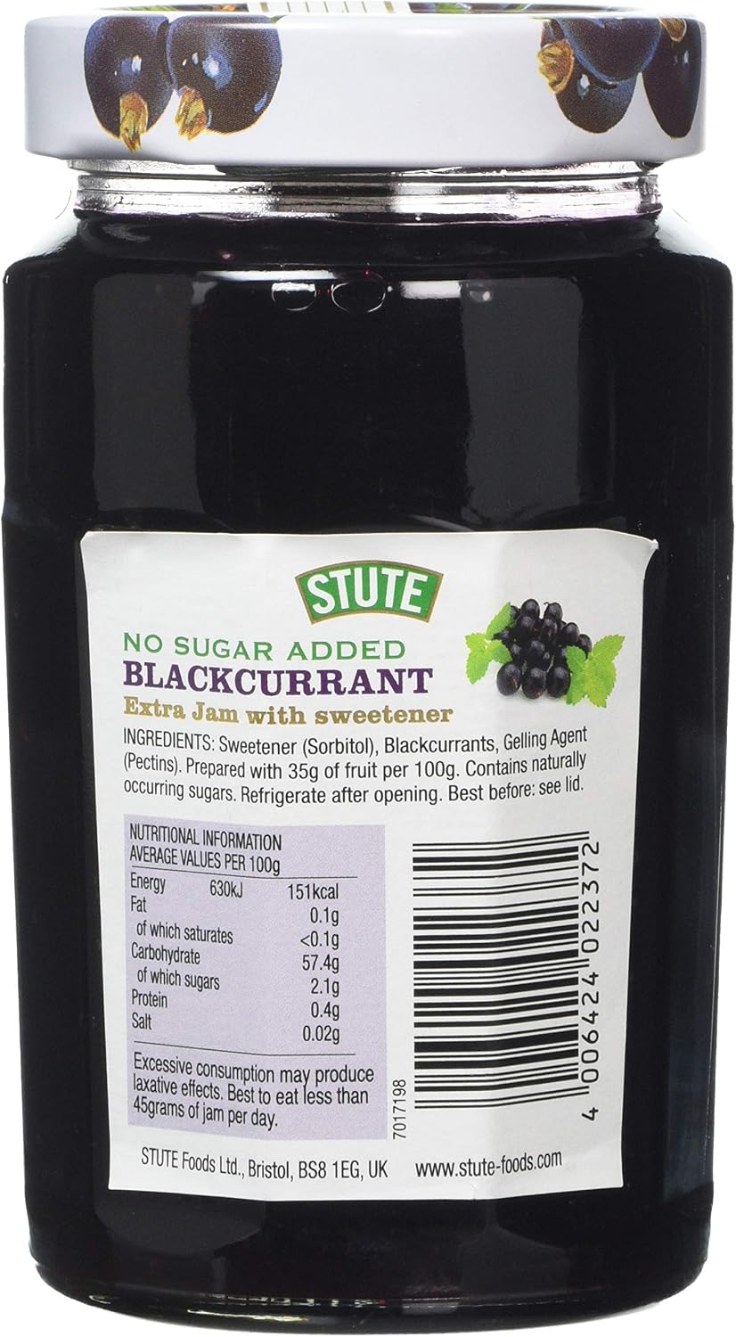 STUTE Diabetic Blackcurrant Extra Jam 430g (PACK OF 1) - Image 3