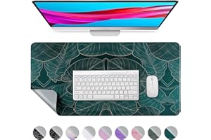 Laokiiy Desk Mat, Desk Pad Dual Leather Sided Desktop Mat for Office and Home,Desk Organization and Accessories Ideal for Large Mouse Pad and Desk Mats on Top of Desks (Banana Leaf Green 31.5"x 15.7")