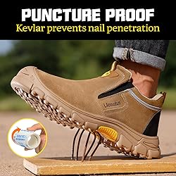 GLANOUDUN Steel Toe Shoes for Men Slip on Welding