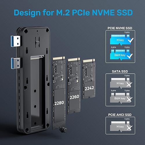 Unitek NVME SSD Enclosure Adapter, Port USB Hub for PS5, USB