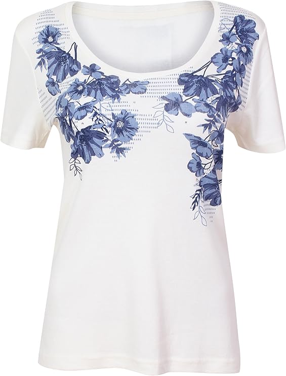 BRAND NEW LADIES EX BON MARCHE CREAM SHORT SLEEVE TOP TSHIRT SIZE L