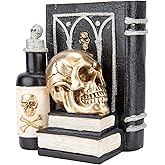 WONDER GARDEN Halloween Decorations Indoor Resin Halloween Skull Heads with Books Statue Head Sculptures Table Sign Decor for Party Home