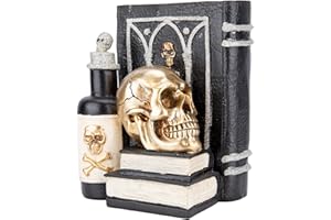 WONDER GARDEN Halloween Decorations Indoor Resin Halloween Skull Heads with Books Statue Head Sculptures Table Sign Decor for Party Home