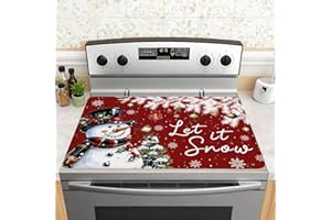CTATDIOP Snowman Electric Stove Top Cover Protector 28" x 20" - Snowman Heat Resistant Glass Top Stove Cover Protector - Flat RV Range Stovetop Protector, Dish Drying Mats for Kitchen, Christmas Decor