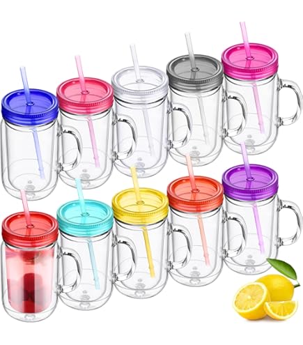 Amazon.com: Zephyr Canyon Plastic Mason Jars with Handles, Lids