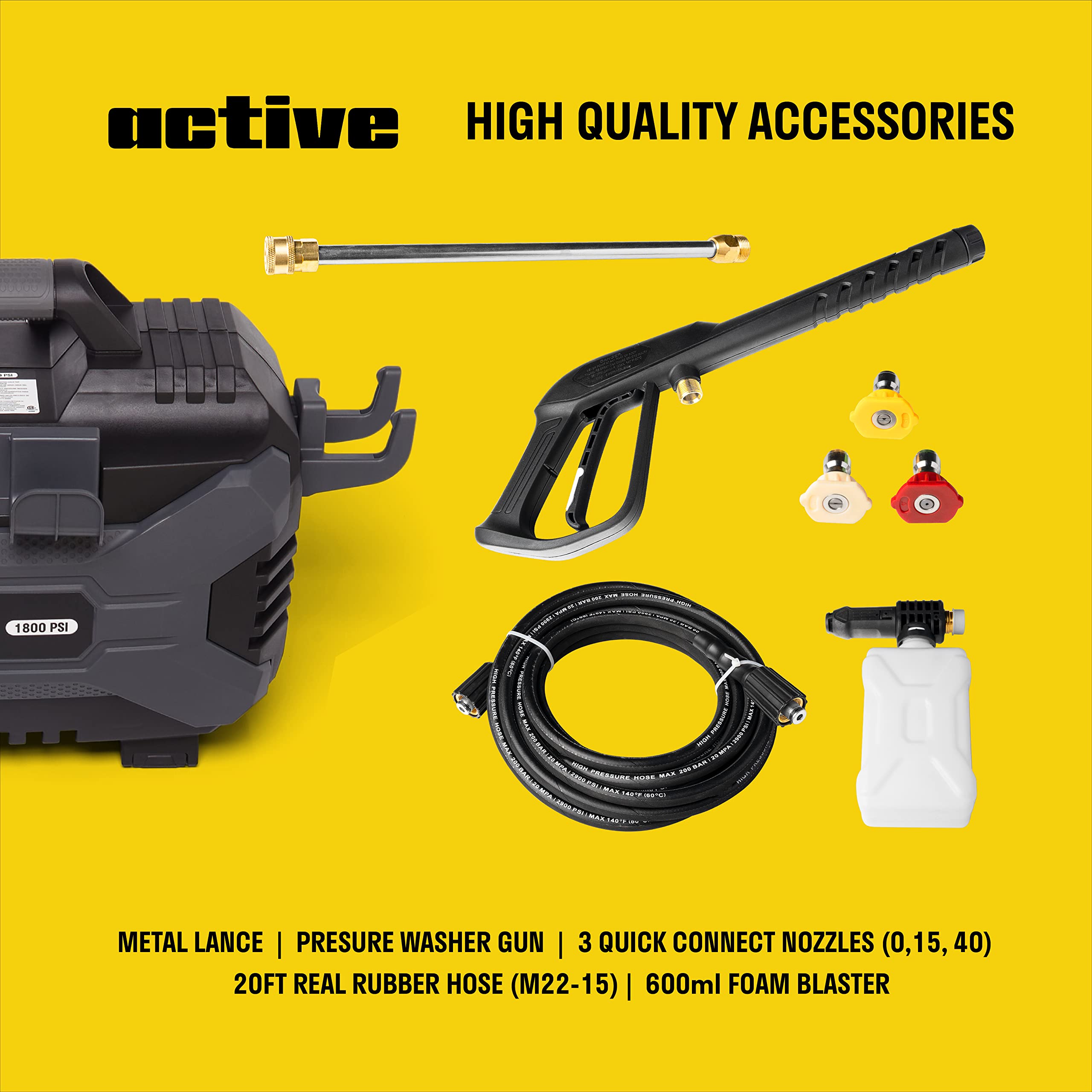 Active VE52 1800 PSI 2.0 GPM 13 Amp Electric Pressure Washer