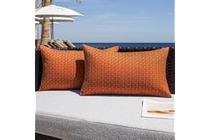 K KEVIN TEXTILE Kevin Textile Fall Outdoor Waterproof Throw Pillow Covers Pack of 2 Farmhouse Decorative Cushion Covers for Garden Patio Tent Balcony Bench Couch Sofa 12x20 Inch, Burnt Orange