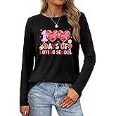 Ithalt 100 Days of School Shirt for Women Happy 100 Days of School Sweatshirt Teacher Graphic Long Sleeve Tops