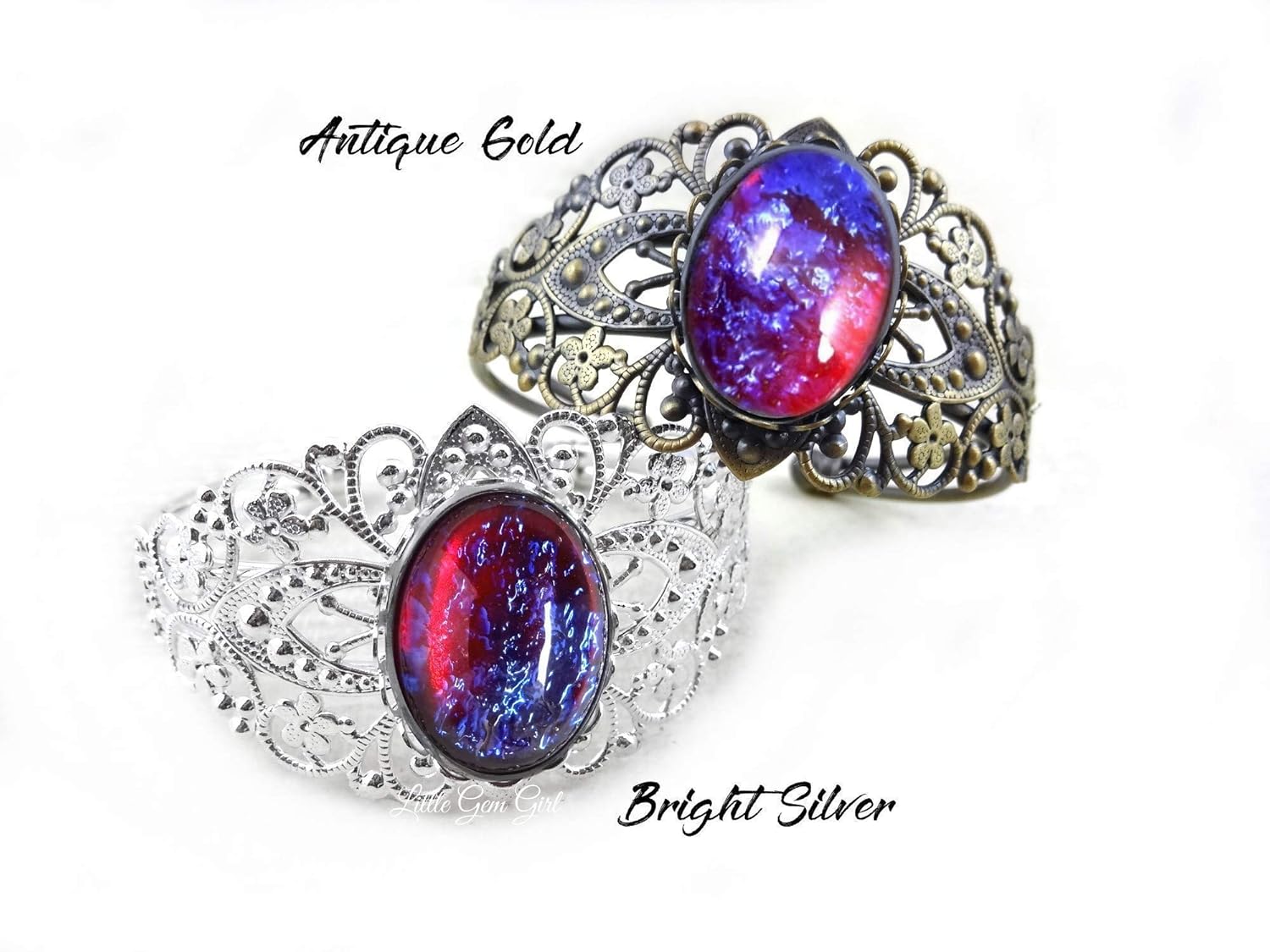 Amazon Com Synthetic Mexican Fire Opal Czech Glass Dragons Breath Victorian Style Cuff Bracelet In Rose Gold Antique Silver Or Gold Pewter Gunmetal Or Bright Silver Handmade