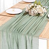 SAJOO Sage Green Cheesecloth Table Runner 10ft Boho Gauze Table Runner for Baby Shower 32x120 Inches Rustic Cheese Cloth for Wedding Shower Valentines Party Summer Home Decorations