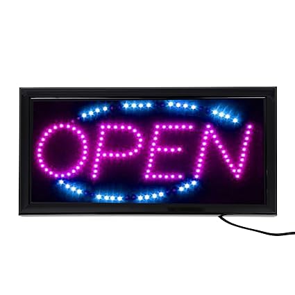 LED Leucht-Schild OPEN Leuchtreklame geöffnet/open - Werbung, annimierte Reklame, Stopper, Neon Pink/Lila