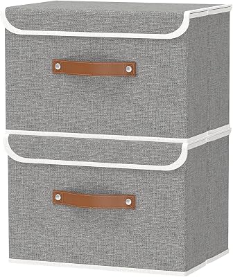 2 Piezas Caja almacenaje, Cajas Organizadoras, 44x29x30cm, Gris