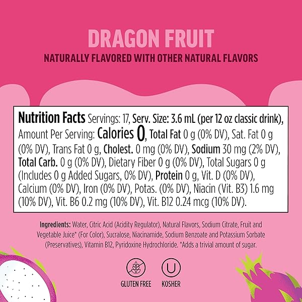 NINJA THIRSTI FLAVORED WATER DROPS, FRUITI CHILL DRAGON FRUIT, BOLD FRUIT FLAVOR, SPARKLING OR STILL, ZERO CALORIES, ZERO SUGAR, MAKES 17, 12OZ DRINKS, 3 PACK, WCFDGFTAM
