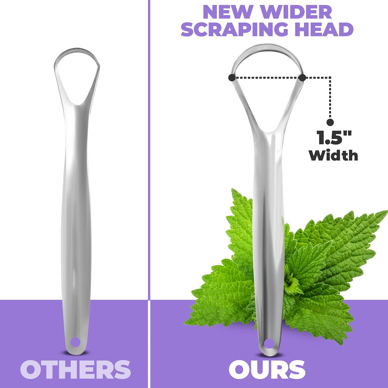 Tongue Scraper (2 Pack), Reduce Bad Breath (Medical Grade), Stainless Steel Tongue Cleaners, 100% BPA Free Metal Tongue Scrapers Fresher Breath in Seconds : Beauty