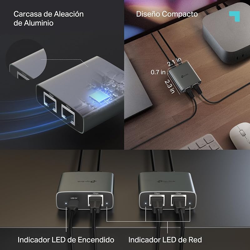 EH210 - Switch ethernet, gigabit 1 a 2 Puertos RJ45, Plug & Play