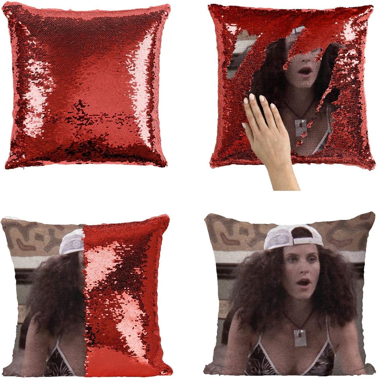 Monica Friends Geller CF6 Sequins 16x16 Pillow Cover with 18x18 inch Insert Girly Stuff Boys Xmas Present (Cover + Insert)