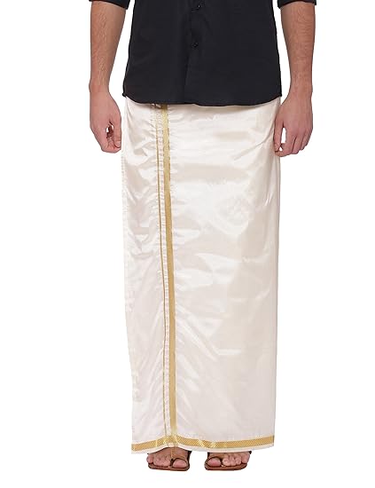 Men's Silk Stitched Dhoti with Pocket (Cream, Free Size)