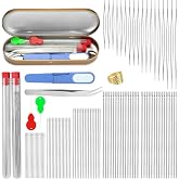kdafio 100 Pcs Beading Needles Set Long Straight Large Eyes Thread Needles | 75 Long Straight Needles And 18 Big Eye Needles, with Threader, Yarn Scissors for Bracelet Making, Jewelry Making