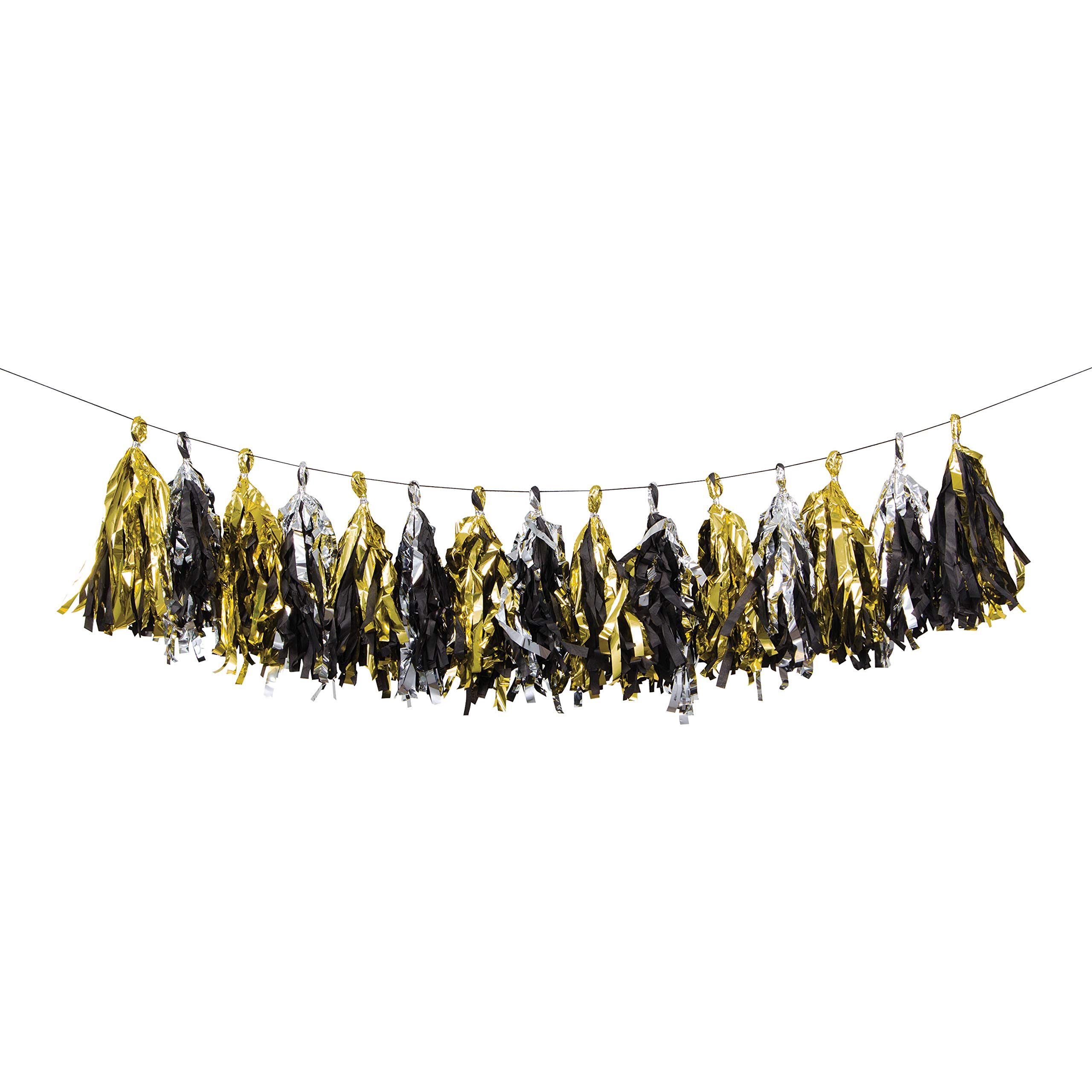 Creative Converting PC344497 Black and Gold Foil Tassel Garland-1 Pc