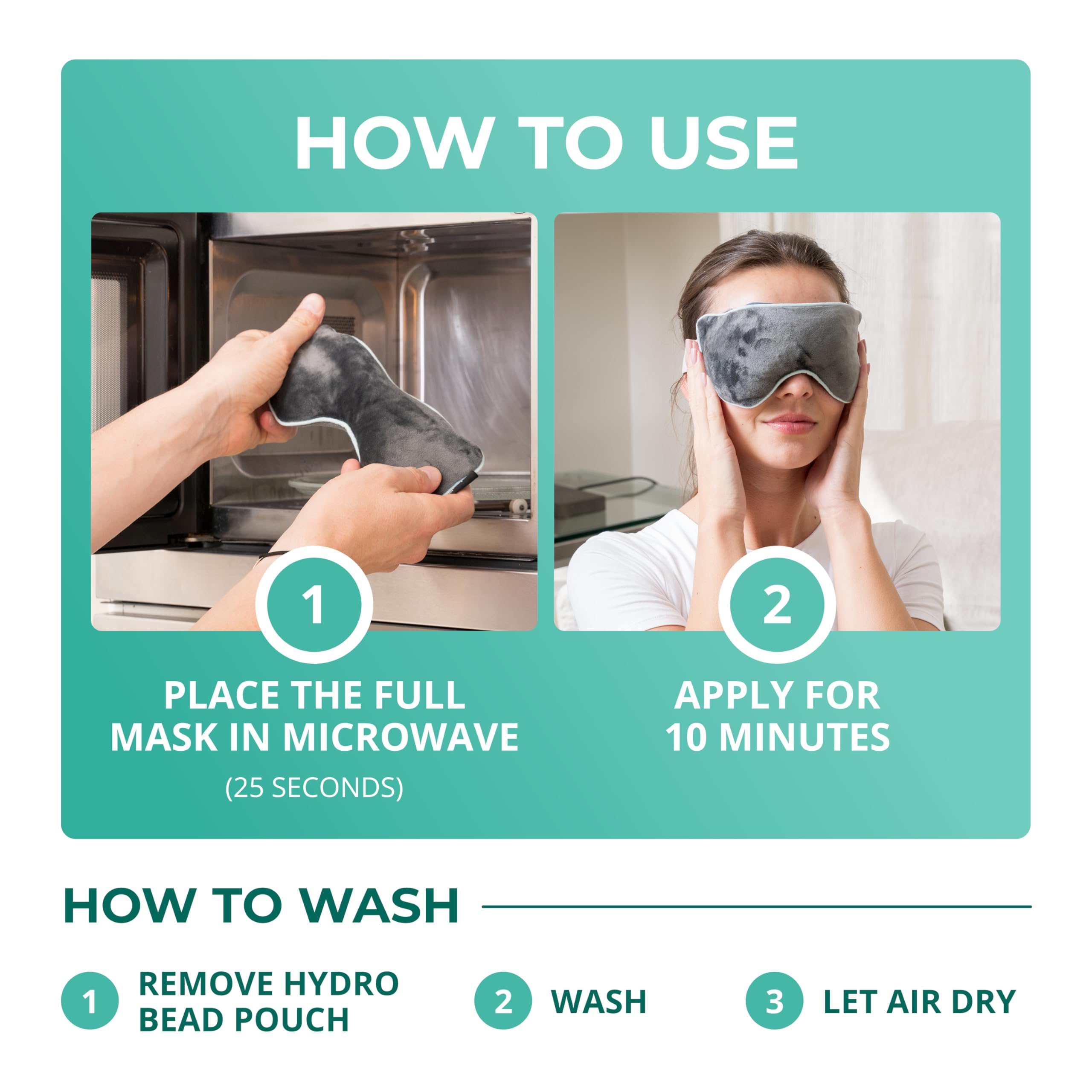 MyHalos® Heated Eye Mask for Dry Eyes - Steam Warm Compress for Eyes - Remove Styes, Chalazion Therapy Warming and Heating Pad Hot Compress - Moist Heat Mask for Blepharitis & MGD