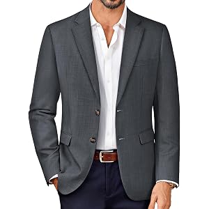 PJ PAUL JONES Mens Blazer Wool Blend Lightwieght Business Sport Coat Jacket | Herringbone, Slim Fit, Two Button, Casual Dress