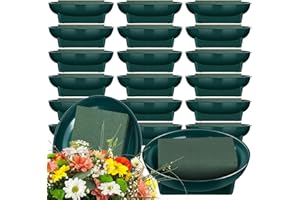 Karenhi 36 Pcs Floral Bowls Kit Include 18 Pcs 6.3 Inch Round Green Floral Foam Bowls for Flower Arrangements and 18 Pcs Floral Foam Blocks for Centerpieces Party Wedding Festival