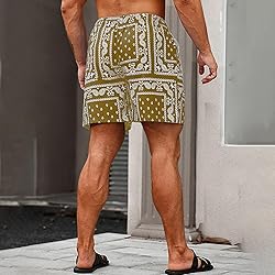 DIOTSR Mens Paisley Casual Shorts Retro Graphic
