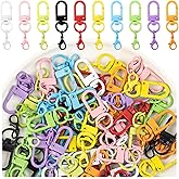 Framendino, 60 Pack Colorful Metal Lobster Claw Clasps Double Lanyard Swivel Snap Hooks Open Ring Buckle for Keychain DIY Craft