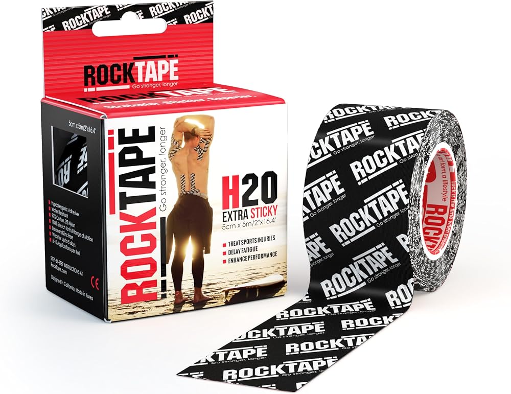 RockTape Unisex RockTape 3 Extra Sticky H2O Black Logo Tape 5cm Wide UK