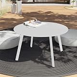 Grand Patio Round Coffee Table 70cm Lightweight Outdoor Indoor White view 4