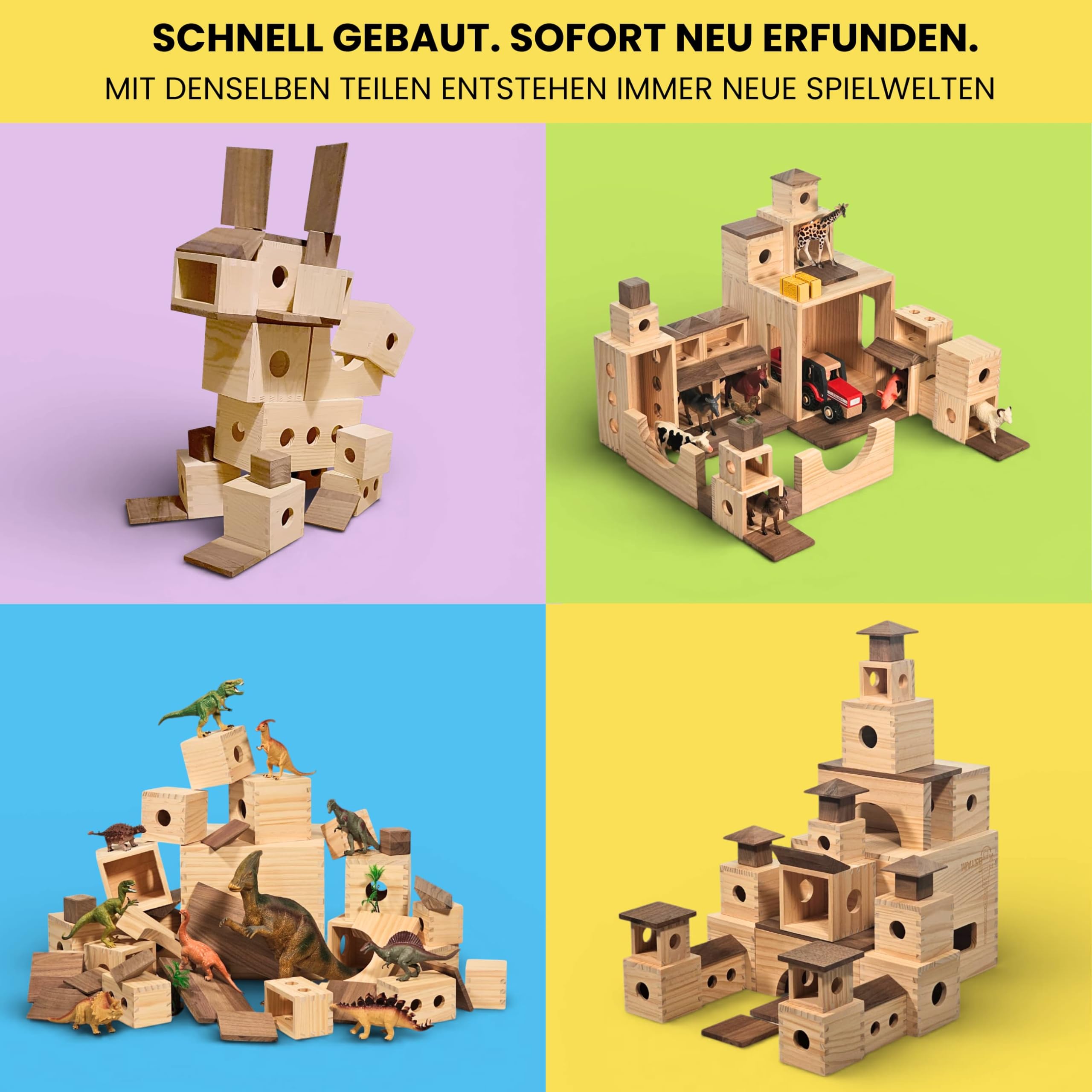 MATZBOX Montessori Kreativspielzeug aus Holzbausteinen – ausgezeichnetes Premium Spielzeug von 1 bis 7 Jahren – vielseitige Bauklötze & Boxen für freies, langanhaltendes Spielen, nachhaltiges Geschenk 5