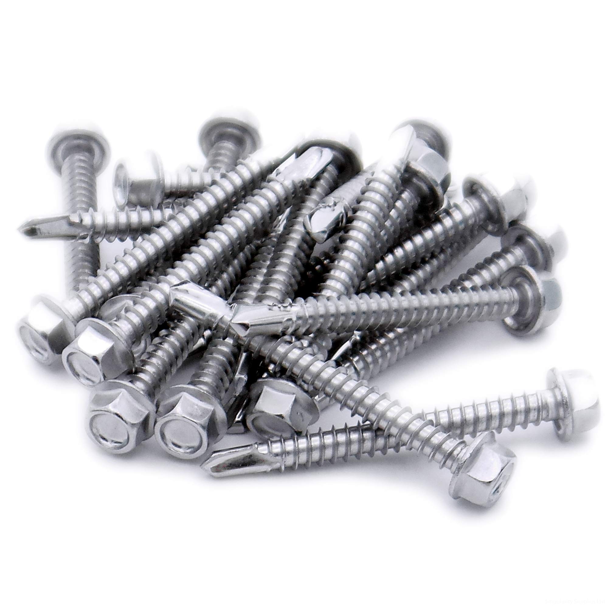No.8 x 2 (4.2mm x 50mm) Hex Self-Drilling Screw (Flanged) - Stainless Steel (A2) (Pack of 20)