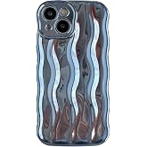 Caseative for iPhone 15 Case, Light Blue | Water Ripple Pattern Curly Wave Frame Soft