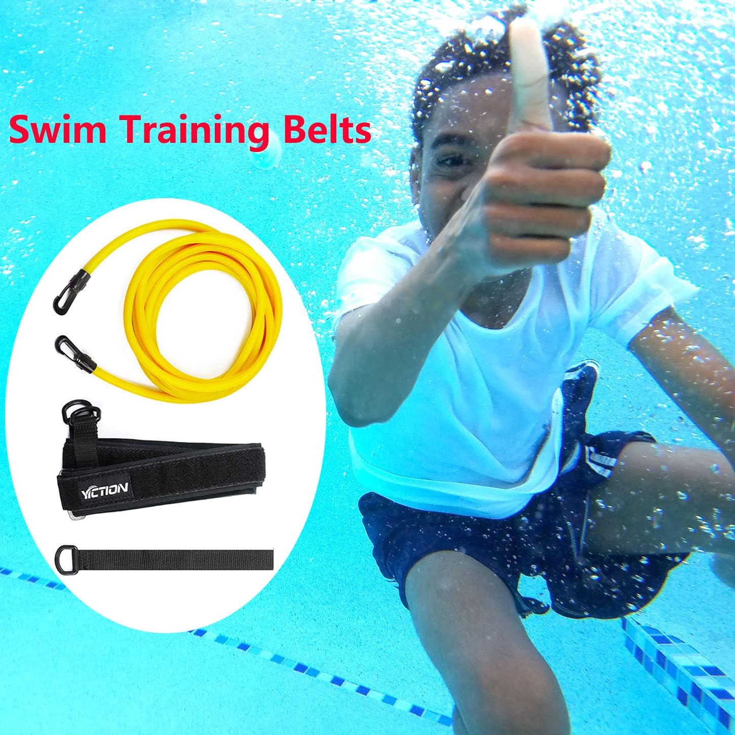 Swim Training Belts, Swim Tether Stationary Swimming, Swim Harness Swimming Resistance Belt, Swim Belt for Adults & Kids (Yellow): Sports & Outdoors
