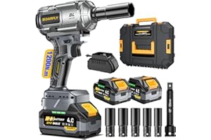 SOARFLY Upgraded Cordless Impact Wrench 1/2", 900 Ft-lbs (1200 Nm) Brushless Impact Gun, 21V High Torque Impact Driver with 2x 4.0Ah Batteries, Variable Speed for Car, Truck, Workshop, Heavy-Duty Jobs