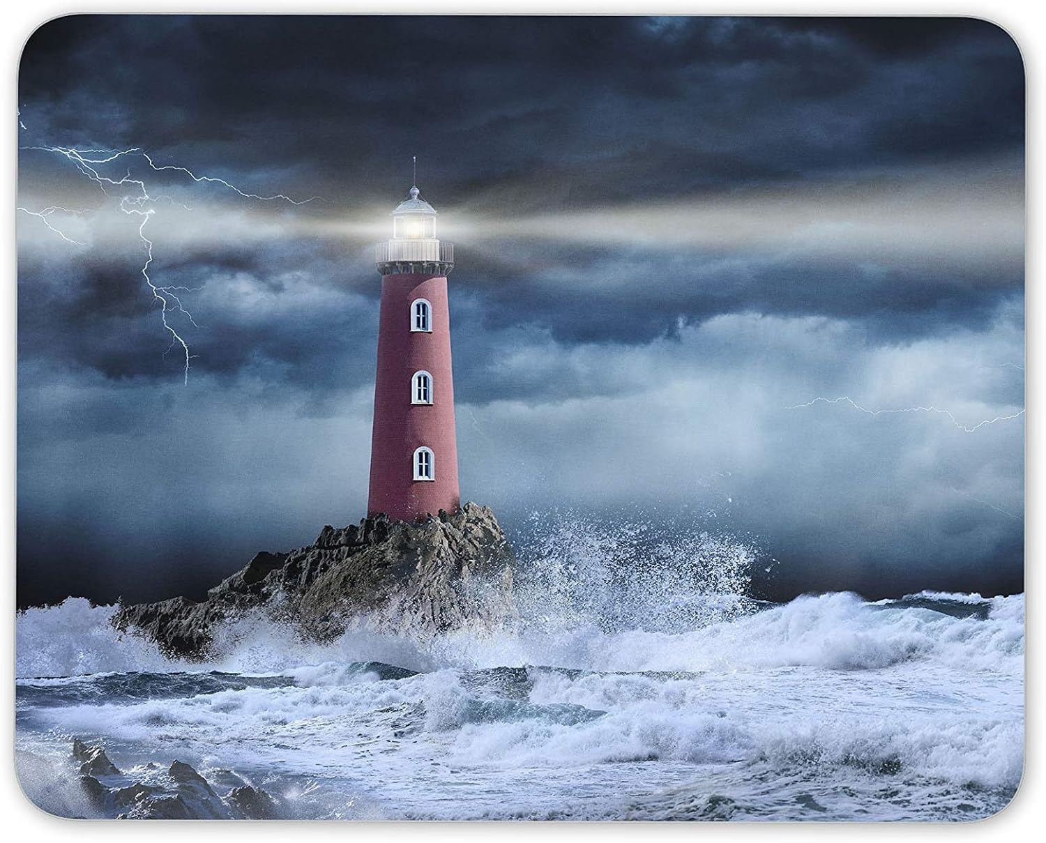 Destination Vinyl Ltd Stormy Lighthouse Mouse Mat Pad - Sea Ocean Storm Sailor Computer #12312, Multicolor, 23.5cm x 19.6cm x 5mm