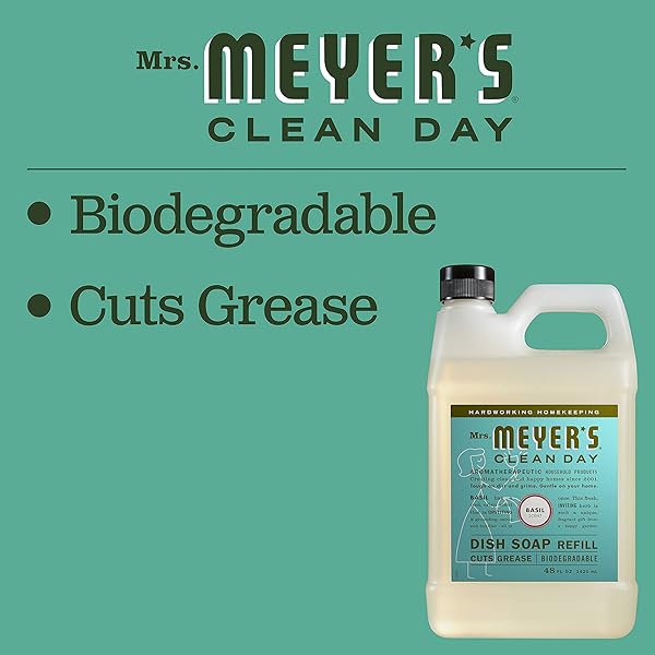 MRS. MEYER’S CLEAN DAY LIQUID DISH SOAP REFILL, BASIL, 48 FL. OZ