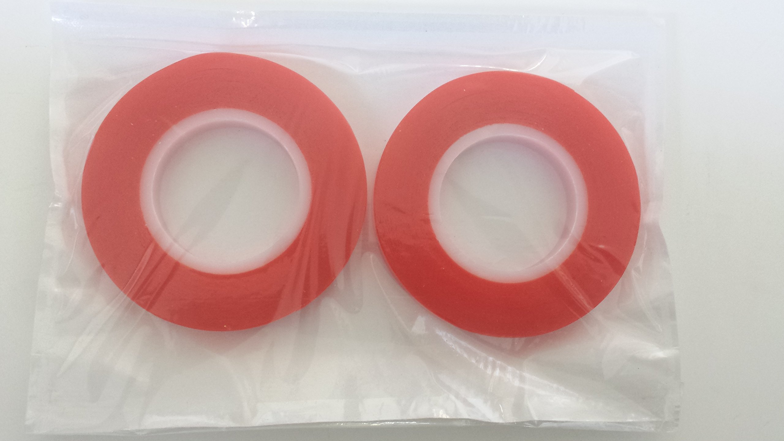 Twin Pack 9mm x 10m - Red Double Sided Tape Strong Sticky and ideal for making lampshades.