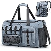SUIKIHUM Gym Bag for Men Women, 40L Sport Duffel Bag, Anti-Theft Overnight Backpack W/Shoe Compartment for Fitness Travel, Light Blue