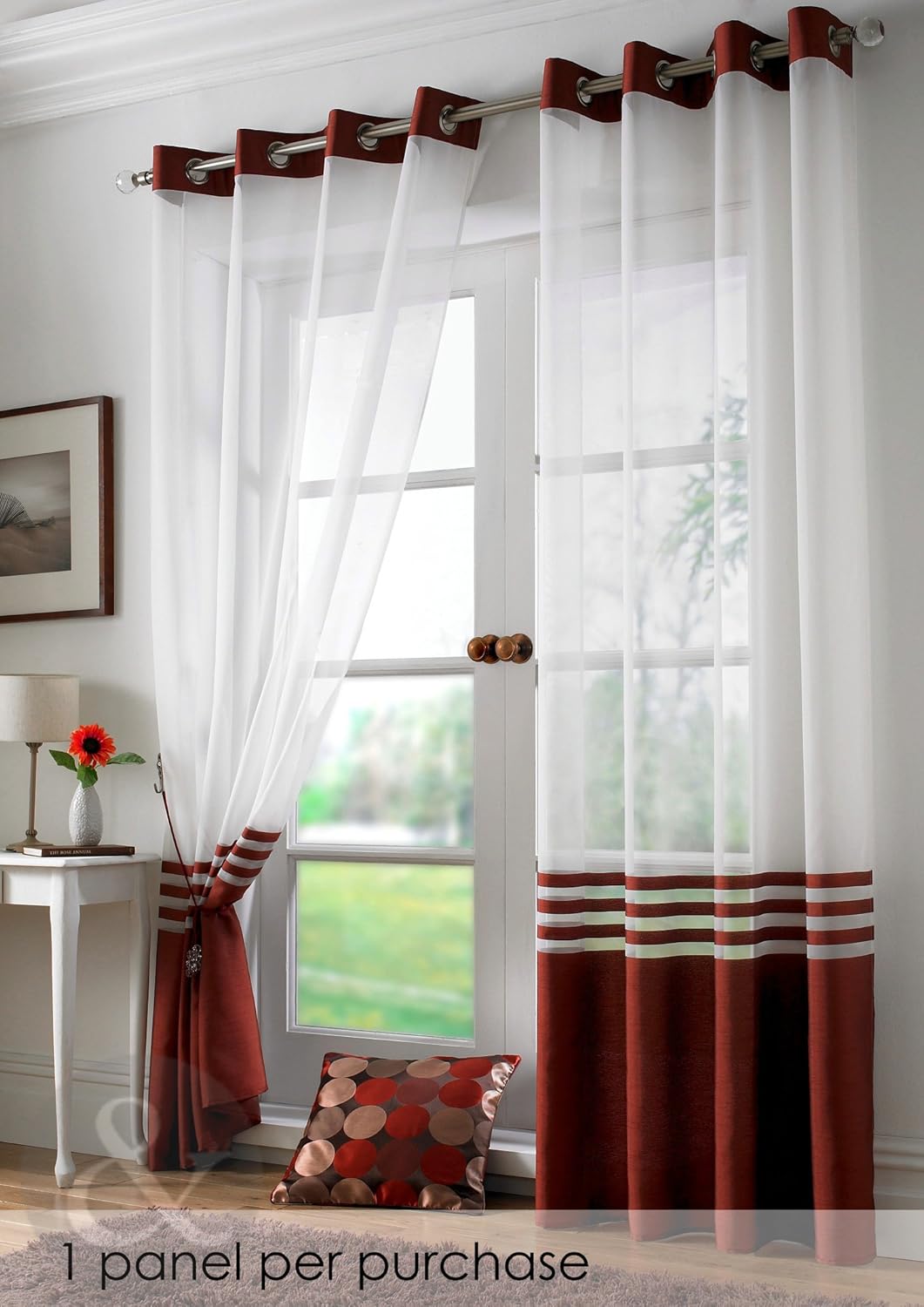Just Contempo Modern Voile Curtains Ring Top Eyelet Voile Panels