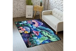 KOSSMJX Cartoon Mushrooms Rug for Girls Lovely Kids Room Decor Carpet Mushroom Theme Soft Carpet Rug Sofa Floor Mat for Living Sitting Playing Room Flannel Cartoon Mushroom Rugs for Girls Bedroom, 2'×3'